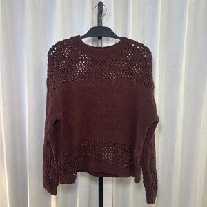 Daytrip Brown Open-Knit Sweater